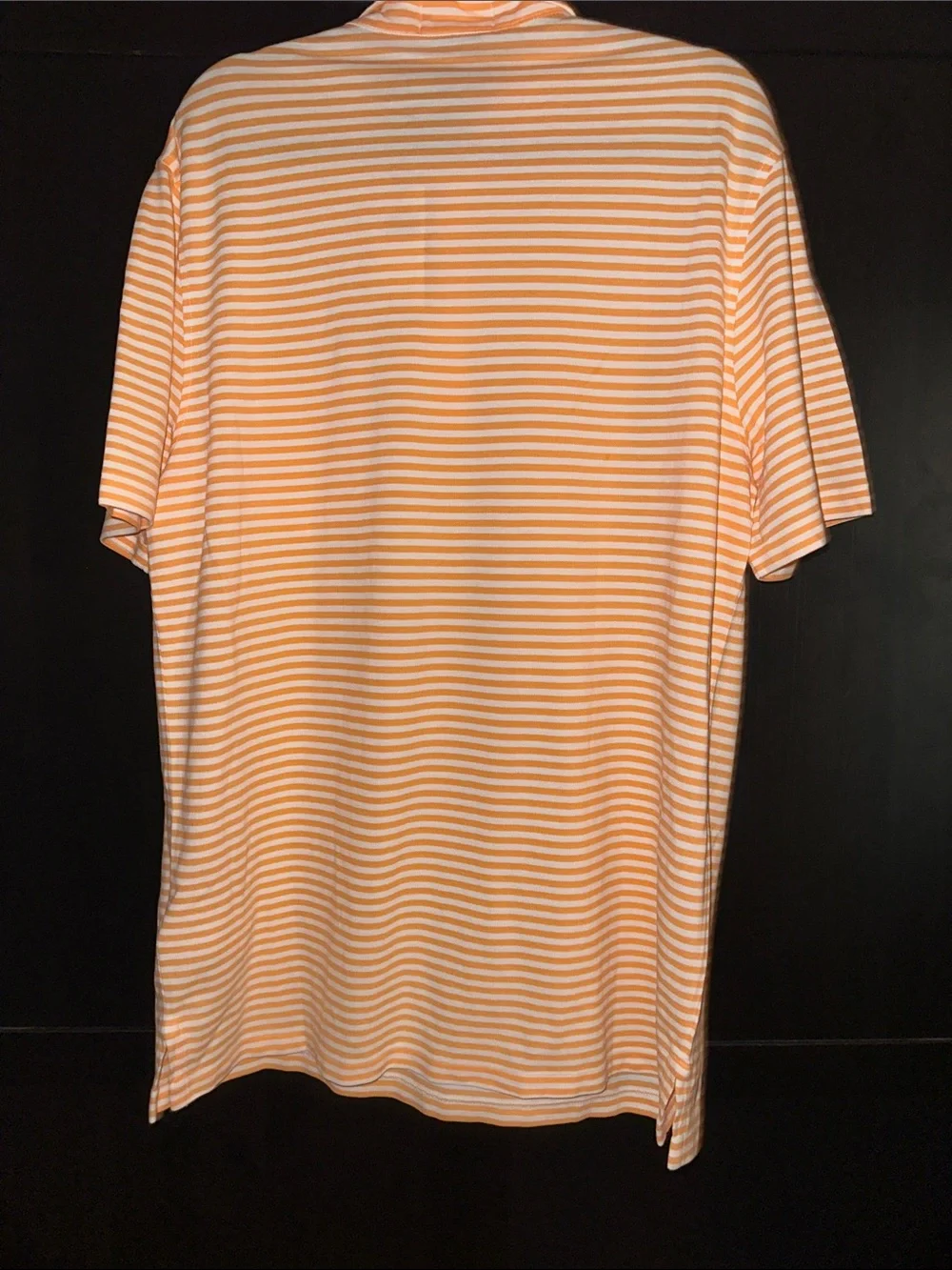 Ralph Lauren Men’s Orange and White Striped Polo with Pocket